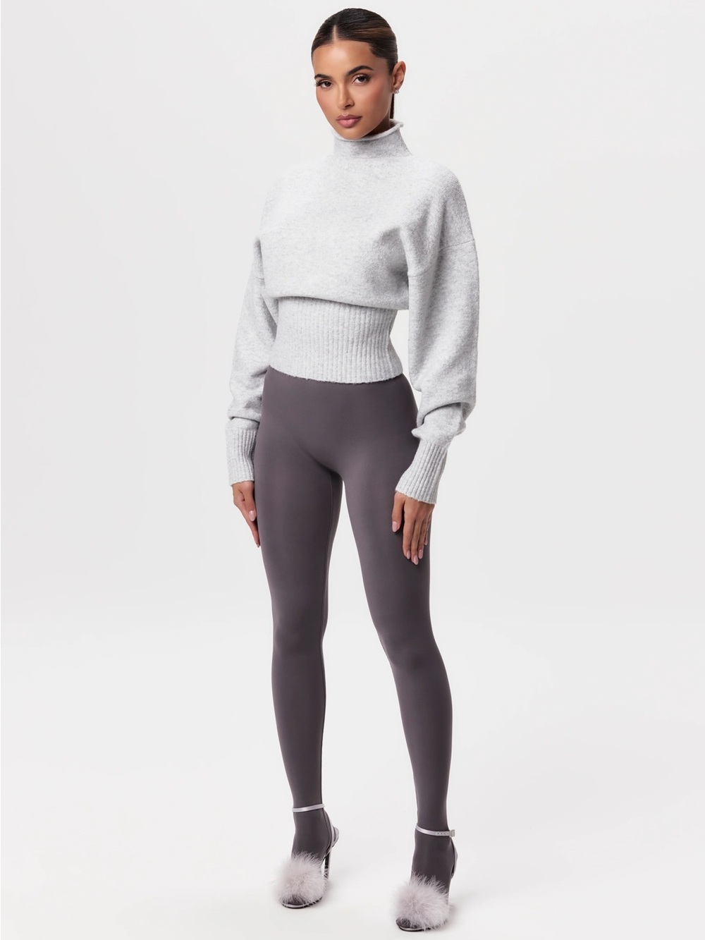 Gray soft Knit turtleneck oversized sweater xs